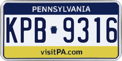 PA license plate KPB9316