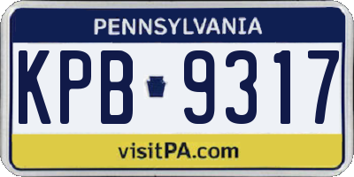 PA license plate KPB9317