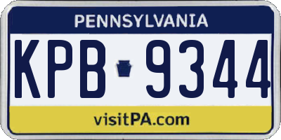 PA license plate KPB9344