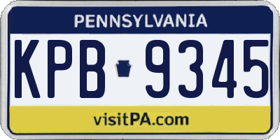 PA license plate KPB9345