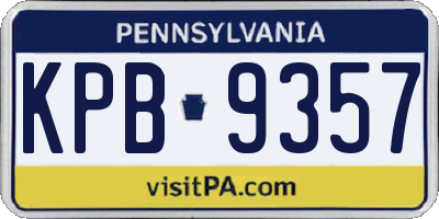 PA license plate KPB9357