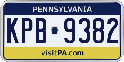 PA license plate KPB9382