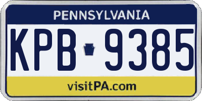PA license plate KPB9385