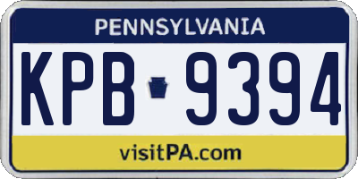 PA license plate KPB9394