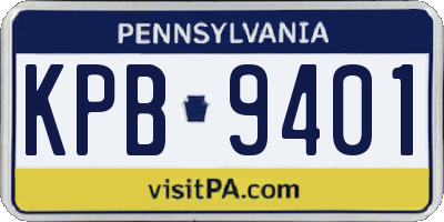 PA license plate KPB9401