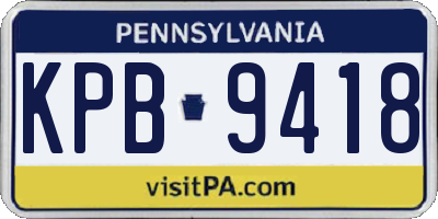 PA license plate KPB9418