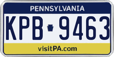 PA license plate KPB9463