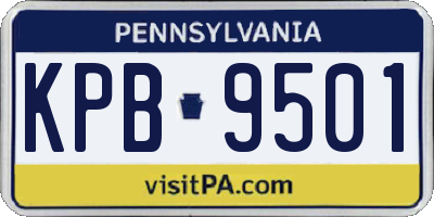 PA license plate KPB9501