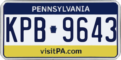 PA license plate KPB9643