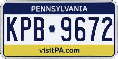 PA license plate KPB9672