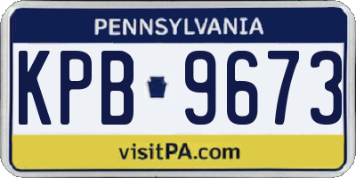 PA license plate KPB9673