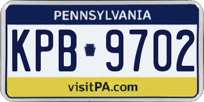 PA license plate KPB9702