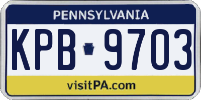PA license plate KPB9703