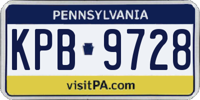 PA license plate KPB9728