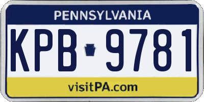 PA license plate KPB9781