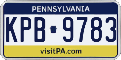 PA license plate KPB9783