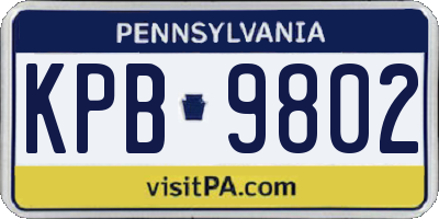 PA license plate KPB9802