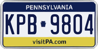 PA license plate KPB9804