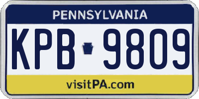 PA license plate KPB9809