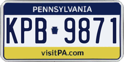 PA license plate KPB9871