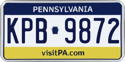 PA license plate KPB9872