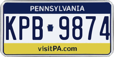 PA license plate KPB9874