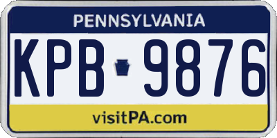 PA license plate KPB9876