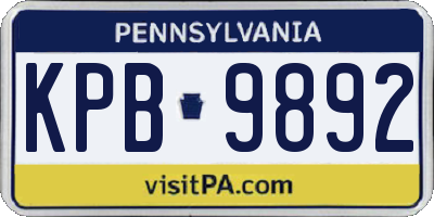 PA license plate KPB9892