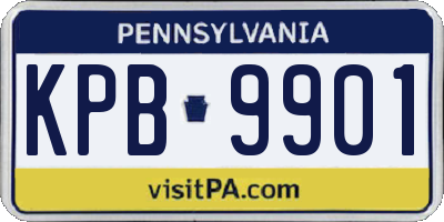 PA license plate KPB9901
