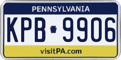 PA license plate KPB9906