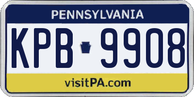 PA license plate KPB9908