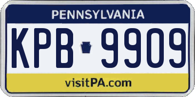 PA license plate KPB9909