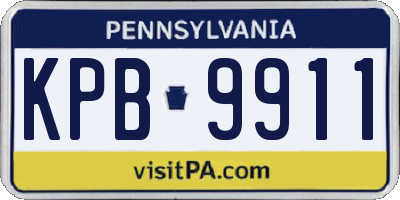 PA license plate KPB9911