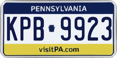 PA license plate KPB9923