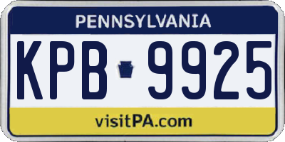 PA license plate KPB9925