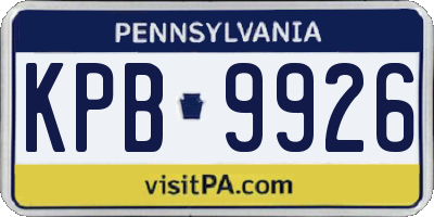 PA license plate KPB9926