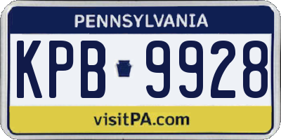 PA license plate KPB9928