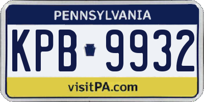 PA license plate KPB9932