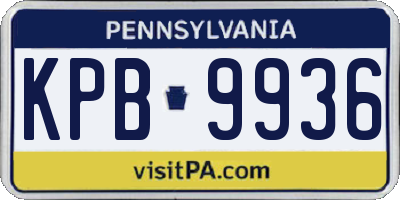 PA license plate KPB9936