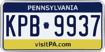 PA license plate KPB9937