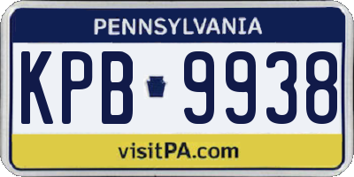 PA license plate KPB9938