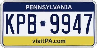 PA license plate KPB9947