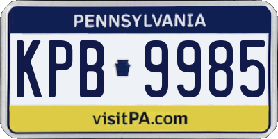 PA license plate KPB9985