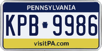 PA license plate KPB9986