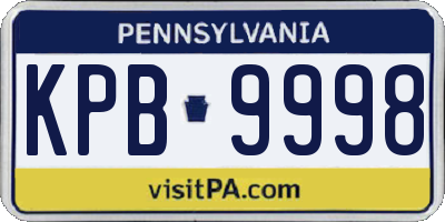 PA license plate KPB9998