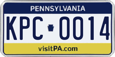 PA license plate KPC0014