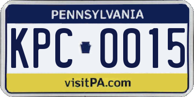 PA license plate KPC0015
