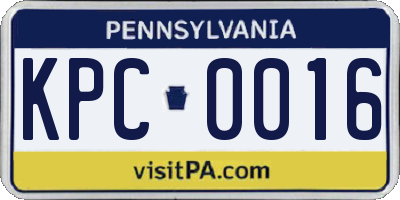 PA license plate KPC0016