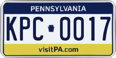 PA license plate KPC0017