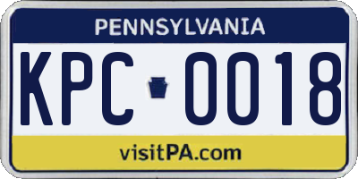 PA license plate KPC0018